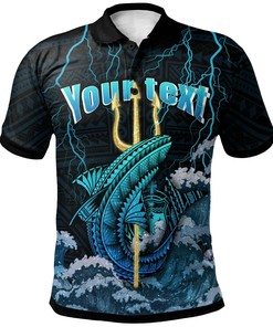 Samoa Custom Personalized Polo Shirt - Trident Thunder Shark
