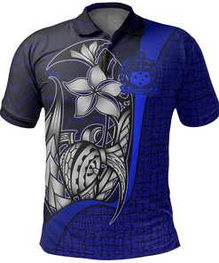 Samoa Polo Shirt Blue - Turtle with Hook