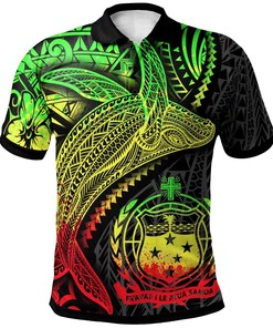 Samoa Polo Shirt - Humpback Whale & Coat of Arms Reggae