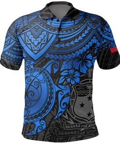 Samoa Polynesian Polo Shirt - Blue Turtle