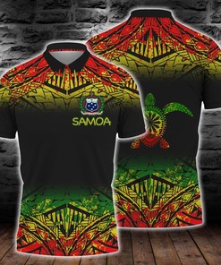 Samoa Polynesian Turtle Tattoo Fog Reggae Polo Shirt All Over Print