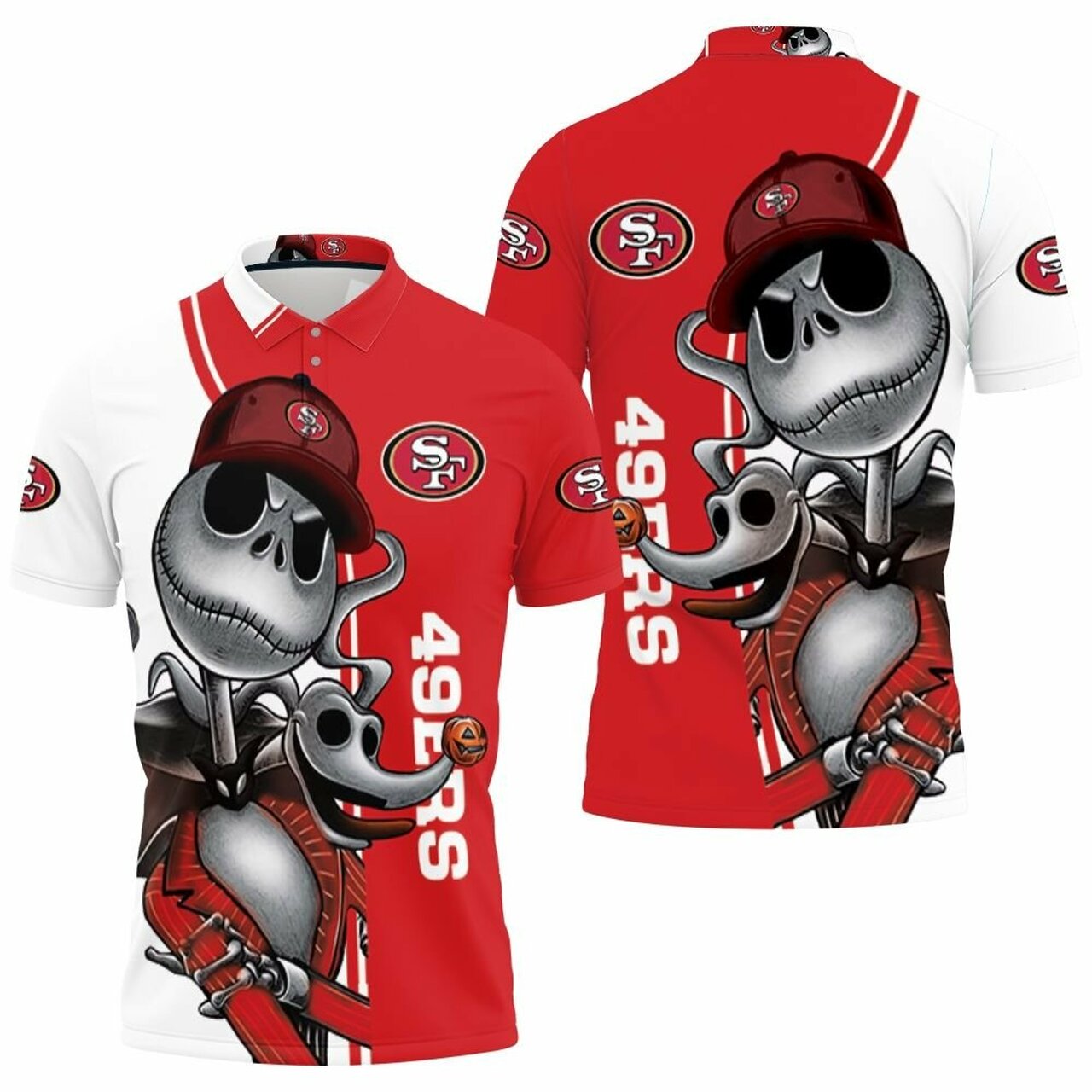 San Francisco 49Ers Jack Skellington And Zero Polo Shirt