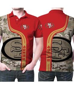 San Francisco 49Ers Logo Camouflage Pattern American Flag 3D Printed Gift For San Francisco 49Ers Fan Polo Shirt