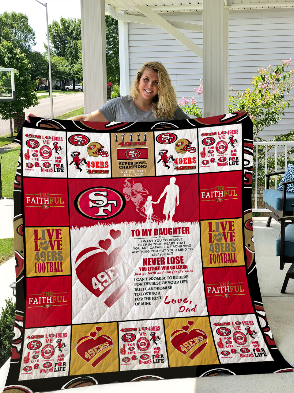 San Francisco 49Ers To My Daughter Love Dad Quilt Bedding Set Bedroom Decor, Gifts for Family