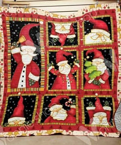 Santa Christmas Quilt Bedding Set with Name Personalization