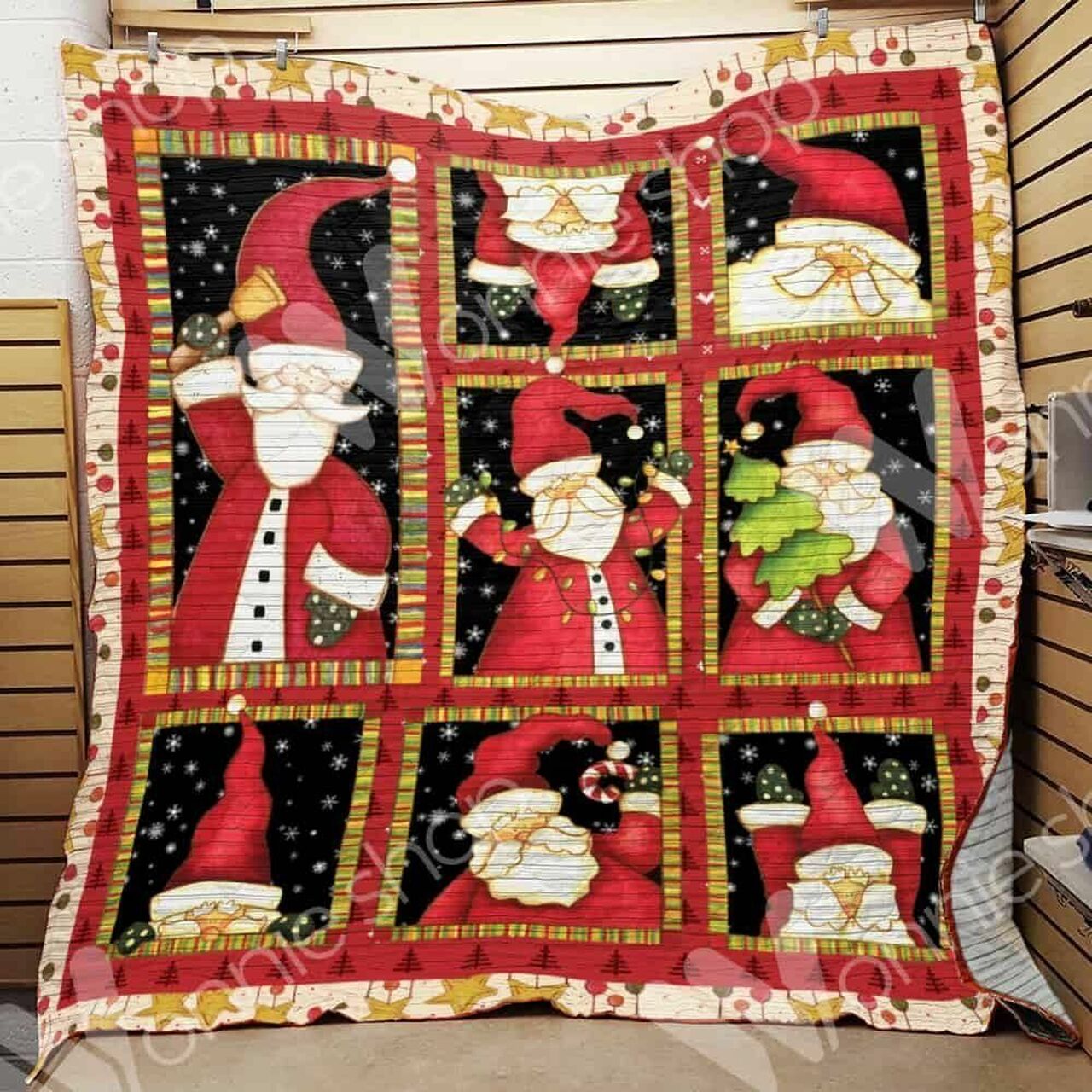 Santa Christmas Quilt Bedding Set with Name Personalization