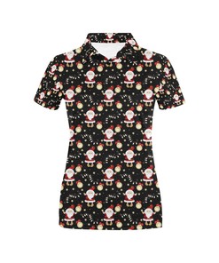 Santa Christmas Themed Print Design Women's Polo Shirt 3D Polo Shirt A1