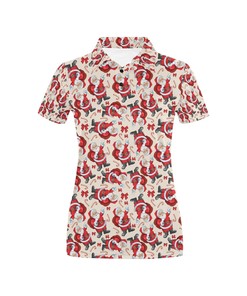 Santa Christmas Themed Print Design Women's Polo Shirt 3D Polo Shirt A2
