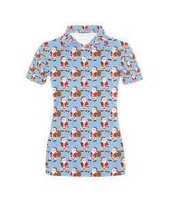 Santa Christmas Themed Print Design Women's Polo Shirt 3D Polo Shirt A3