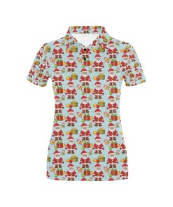 Santa Christmas Themed Print Design Women's Polo Shirt 3D Polo Shirt A4
