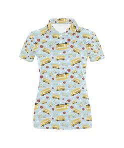 School Bus Back To School Print Design Women's Polo Shirt