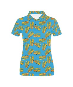 School Bus Print Design Women's Polo Shirt 3D Polo Shirt A1