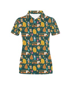 School Bus Print Design Women's Polo Shirt 3D Polo Shirt A2