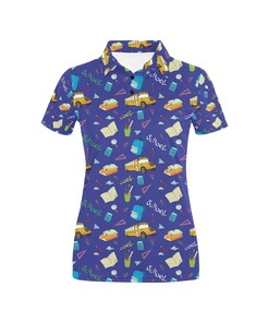 School Bus Print Design Women's Polo Shirt 3D Polo Shirt A4