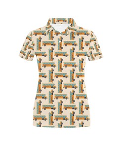 School Bus Print Design Women's Polo Shirt 3D Polo Shirt A6
