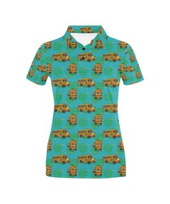 School Bus Print Design Women's Polo Shirt 3D Polo Shirt A7