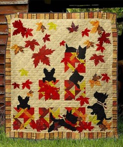 Scottish Terrier Personalized Quilt Bedding Set Great for Bedroom Decor and Family Gifts
