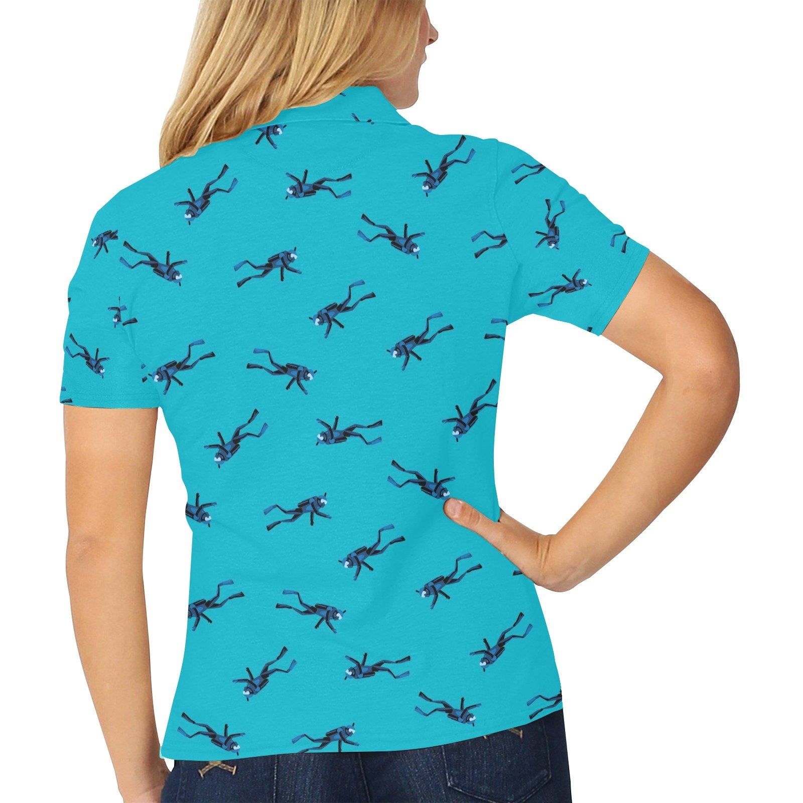 Scuba Driver Print Design Women's Polo Shirt 3D Polo Shirt
