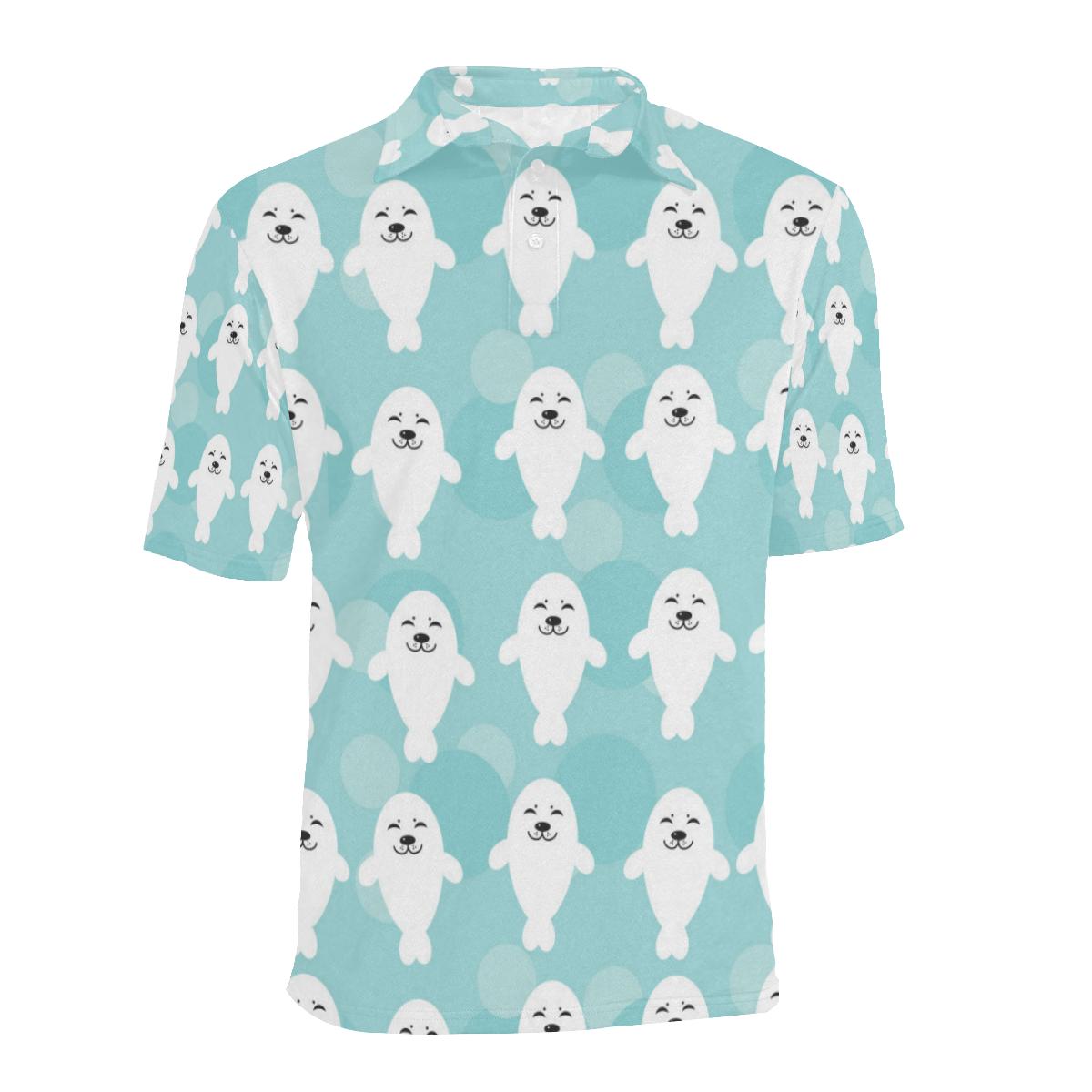 Sea Lion Baby Pattern Print Design 01 Men Polo Shirt - Image 2
