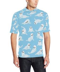 Sea Lion Cute Pattern Print Design 03 Men Polo Shirt