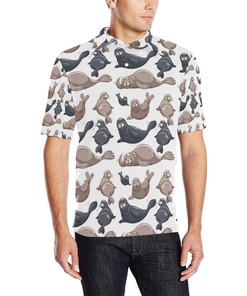Sea Lion Pattern Print Design 02 Men Polo Shirt