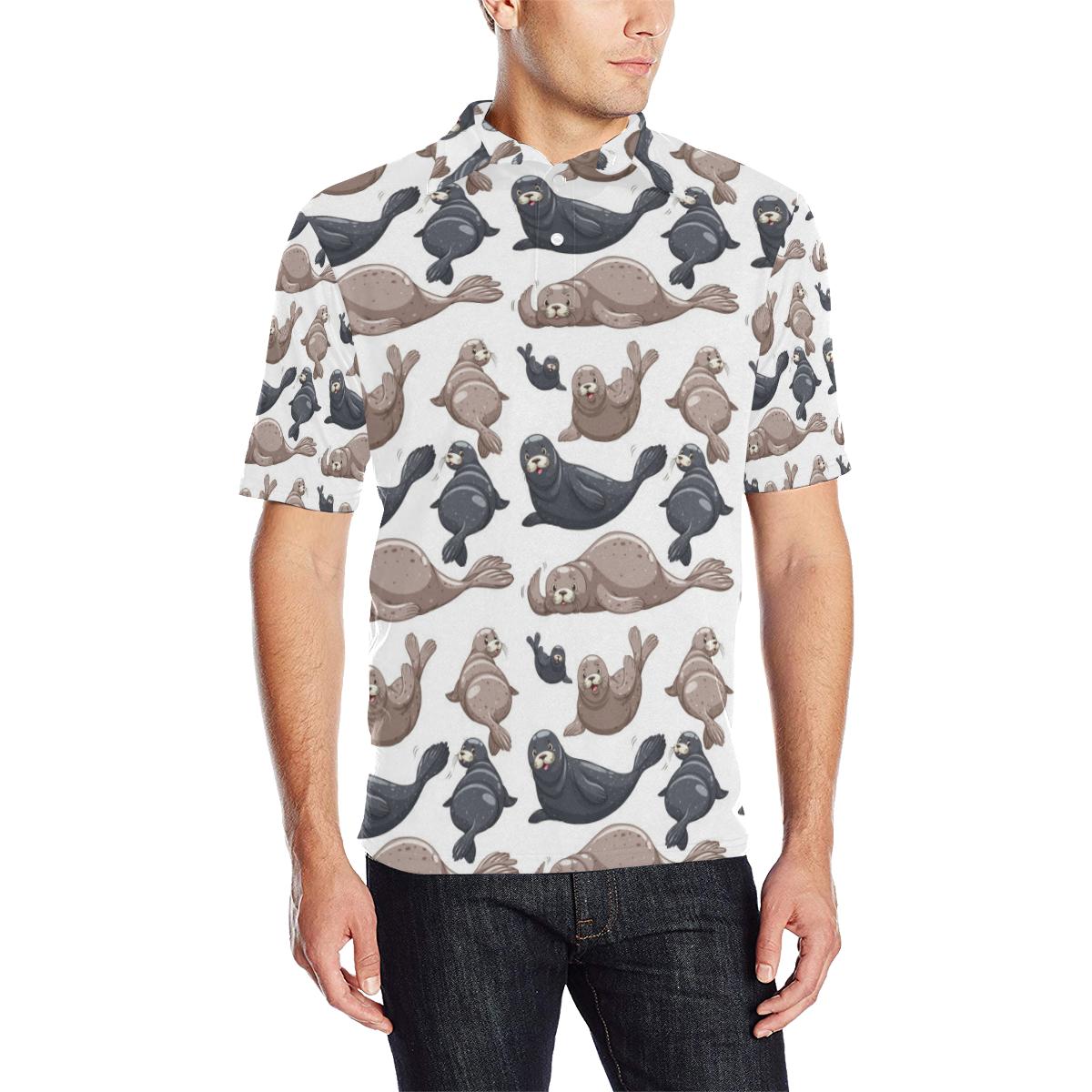 Sea Lion Pattern Print Design 02 Men Polo Shirt