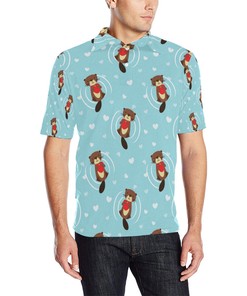 Sea Otter Cute Pattern Print Design 04 Men Polo Shirt