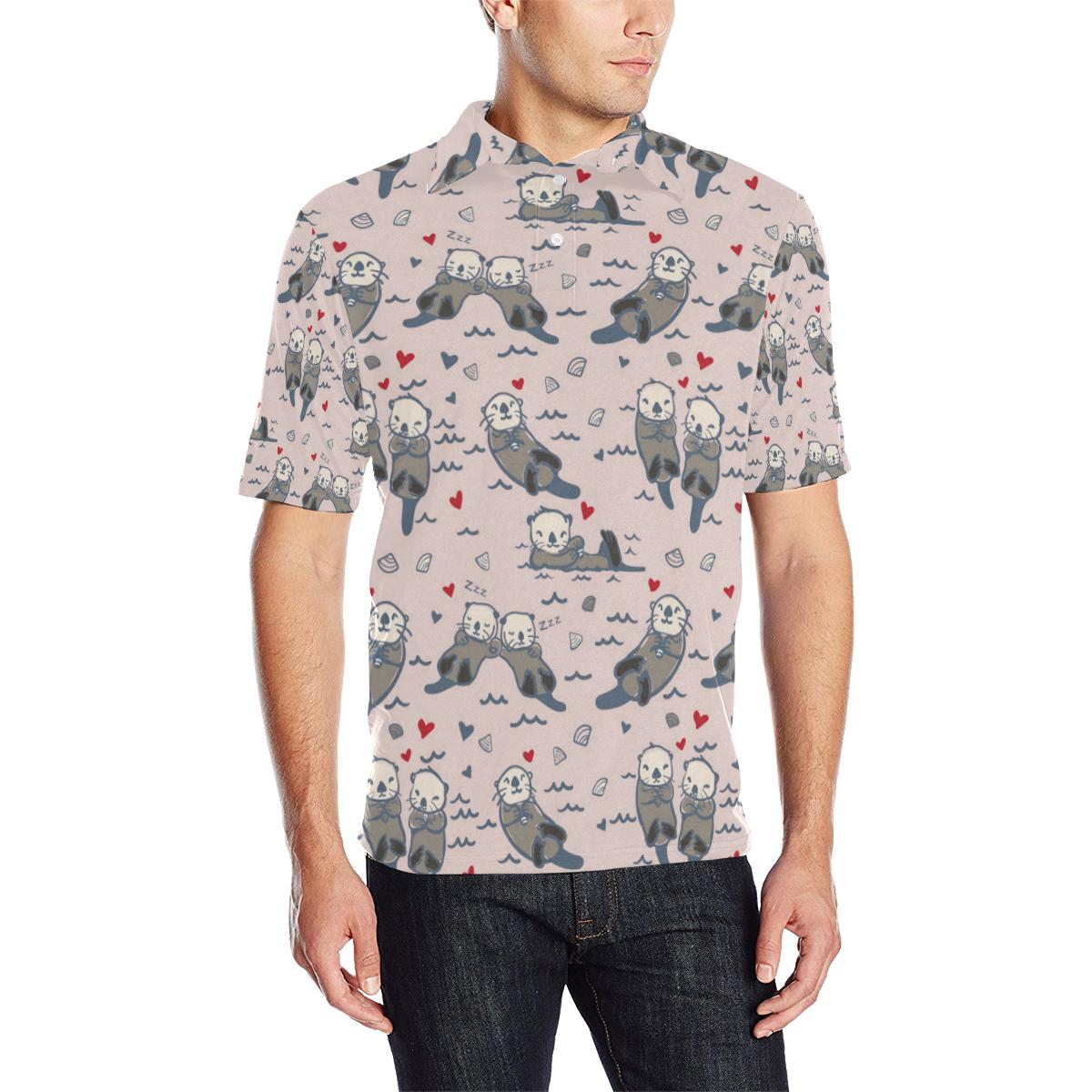 Sea Otter Pattern Print Design 02 Men Polo Shirt