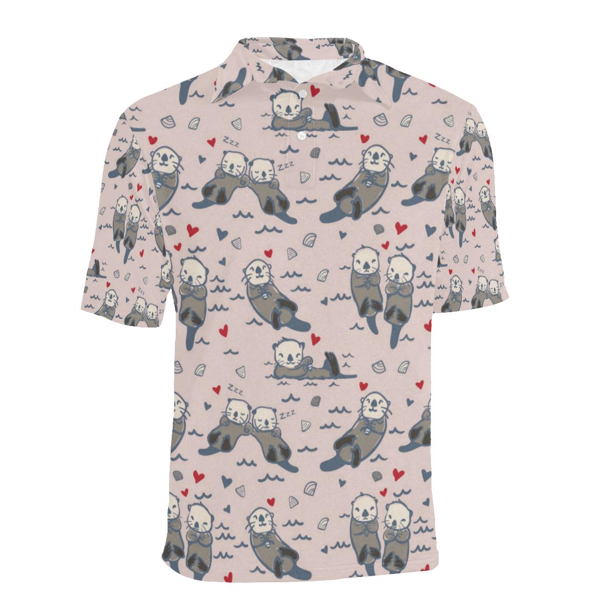 Sea Otter Pattern Print Design 02 Men Polo Shirt - Image 2