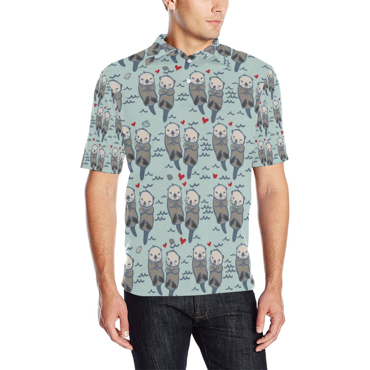 Sea Otter Pattern Print Design 03 Men Polo Shirt