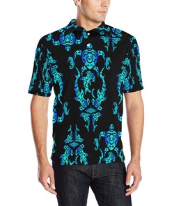 Sea Turtle Polynesian Tribal Hawaiian Men Polo Shirt