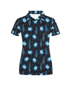 Sea Turtle Print Design Women's Polo Shirt 3D Polo Shirt A2