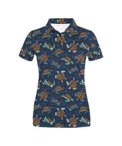 Sea Turtle Print Design Women's Polo Shirt 3D Polo Shirt A3