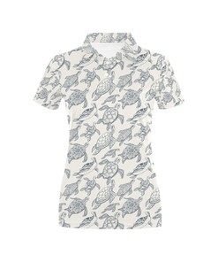 Sea Turtle Print Design Women's Polo Shirt 3D Polo Shirt A4