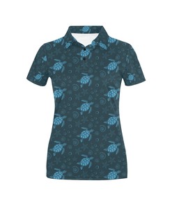 Sea Turtle Print Design Women's Polo Shirt 3D Polo Shirt A6