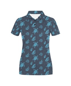 Sea Turtle Print Design Women's Polo Shirt Gift