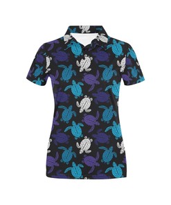 Sea Turtle Print Design Women's Polo Shirt Summer Gift