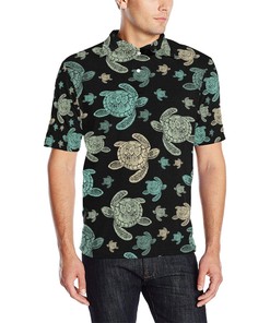 Sea Turtle Stamp Pattern Men Polo Shirt