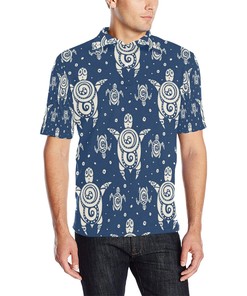 Sea Turtle Tribal Men Polo Shirt