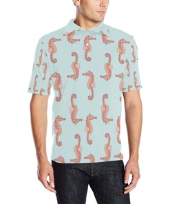 Seahorse Pattern Print Design 01 Men Polo Shirt