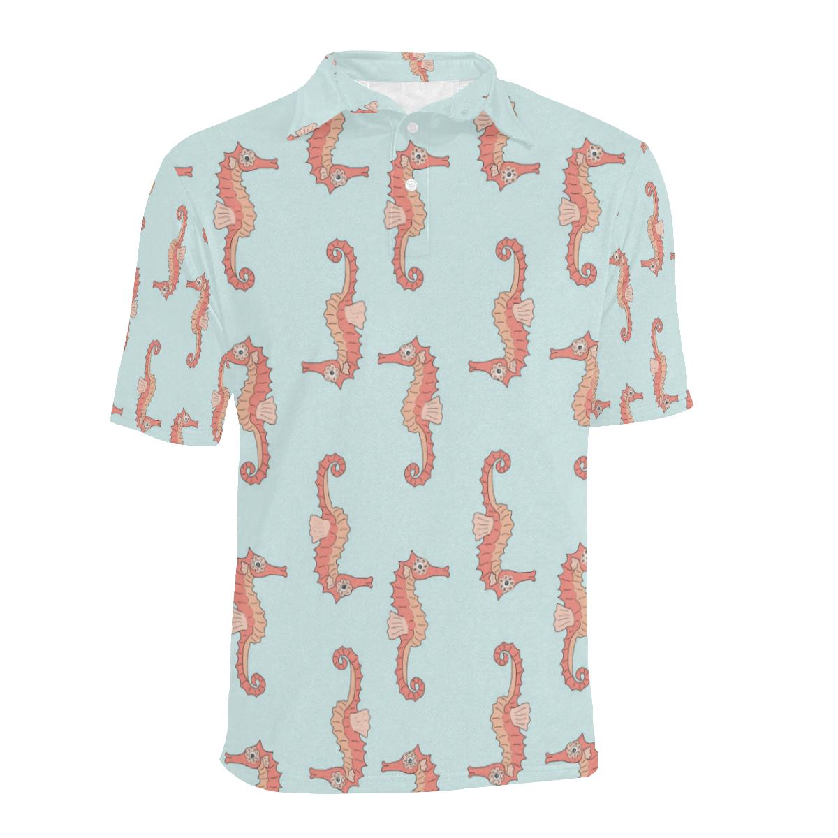 Seahorse Pattern Print Design 01 Men Polo Shirt - Image 2