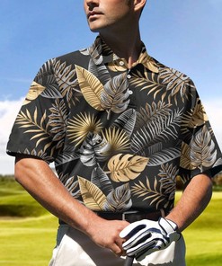 Seamless Luxury Tropical Pattern Golf Polo Shirt