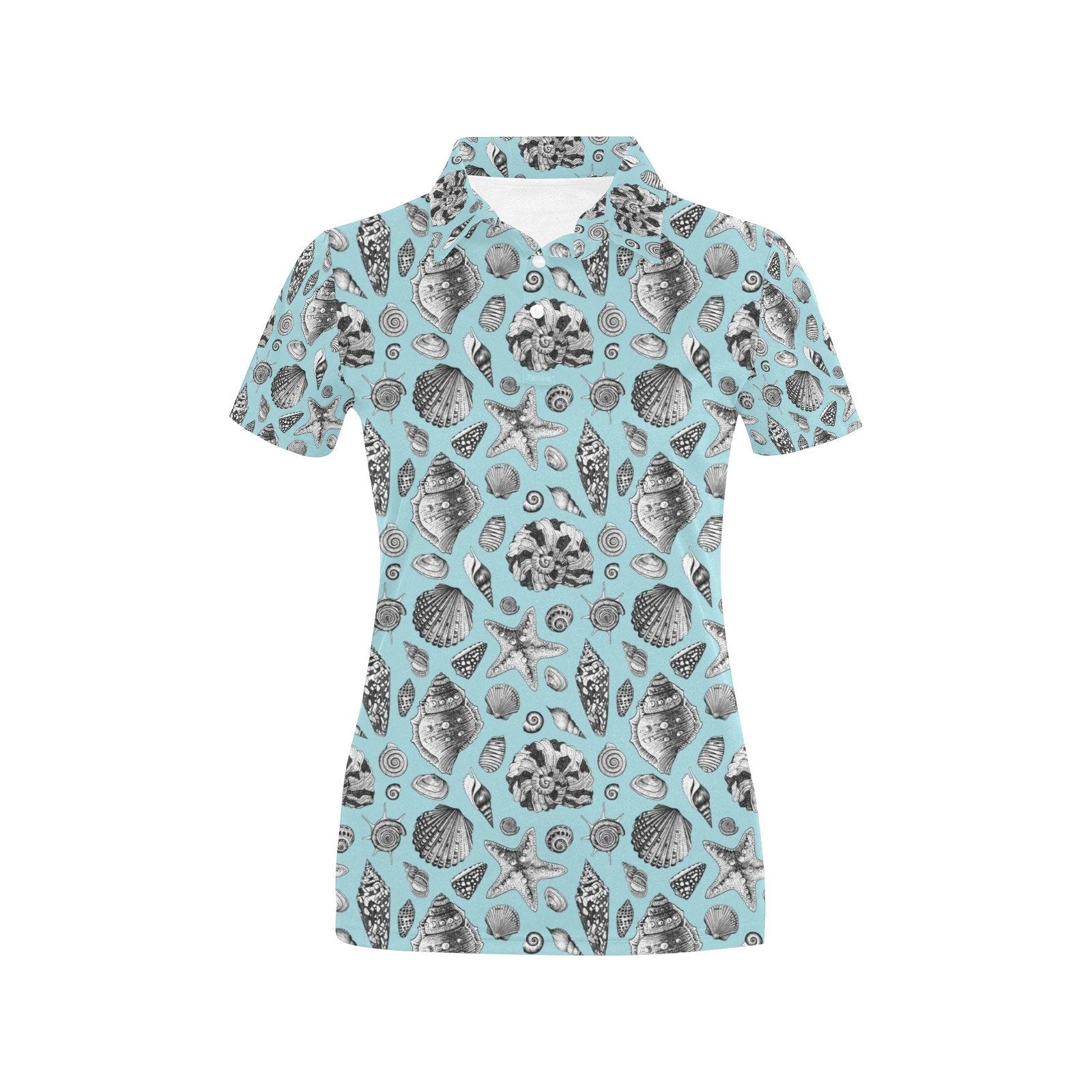 Seashell Beach Print Design Women's Polo Shirt