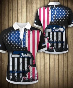 Seattle Seahawks American Flag Polo Shirt