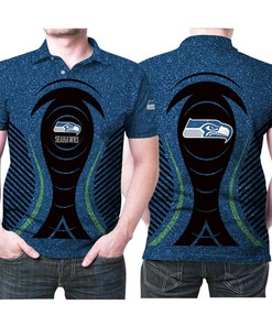 Seattle Seahawks Blue Glitter Pattern 3D Printed Gift For Seattle Seahawks Fan Polo Shirt