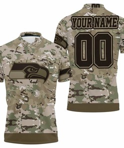 Seattle Seahawks Camouflage Veteran 3D Personalized Polo Shirt