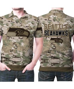 Seattle Seahawks Camouflage Veteran Us Flag 3D Printed Gift For Seattle Seahawks Fan Polo Shirt