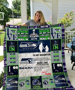 Seattle Seahawks To My Daughter Love Mom Quilt Bedding Set Bedroom Decor, Gifts for Family