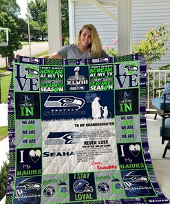 Seattle Seahawks To My Granddaughter Love Grandmom Quilt Bedding Set Bedroom Decor, Gifts for Family
