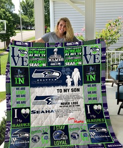 Seattle Seahawks To My Son Love Mom Personalized Quilt Bedding Set, Perfect for Sports Fans and Family Gifts